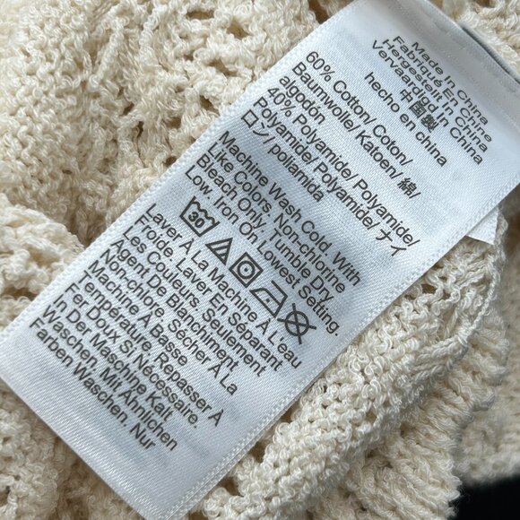 NWT Madewell Cream Crochet Knit Bell Sleeve Scalloped-Trim Sweater Size Small - Picture 4 of 8